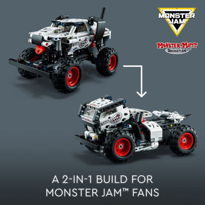 LEGO Technic Monster Jam Monster Mutt Dalmatian, 2in1 Pull Back Racing Toys, Birthday Gift Idea, DIY Building Toy, Monster Truck Toy for Kids, Boys and Girls Ages 7 and Up, 42150