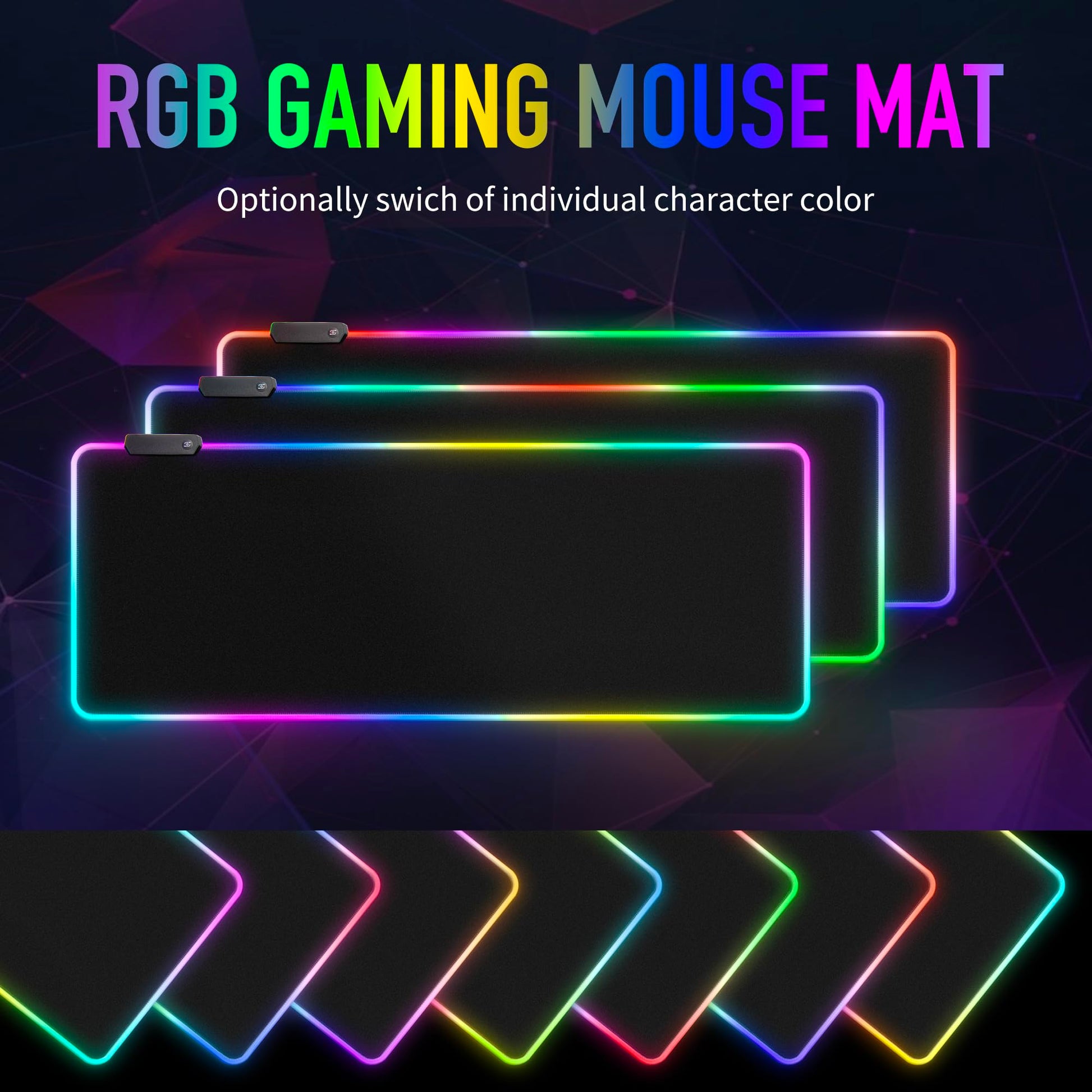 Large RGB Gaming Mouse Pad -15 Light Modes Touch Control Extended Soft Computer Keyboard Mat Non-Slip Rubber Base for Gamer Esports Pros 31.5X11.8 in - amzGamess