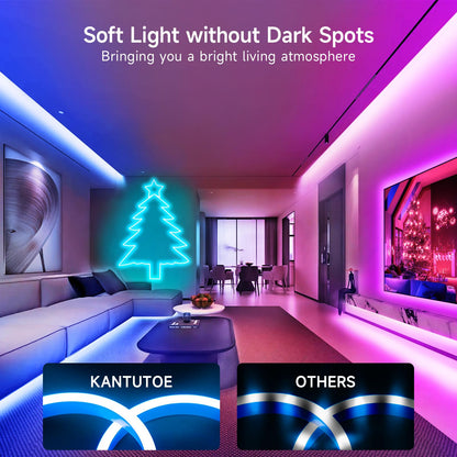 KANTUTOE LED Neon Rope Lights, 16.4ft RGB LED Rope Lights, 24V Music Sync App/Remote Control Color Changing Rope Light, Waterproof Gaming LED Neon Strip Lights for Bedroom Indoor Oudoor Décor