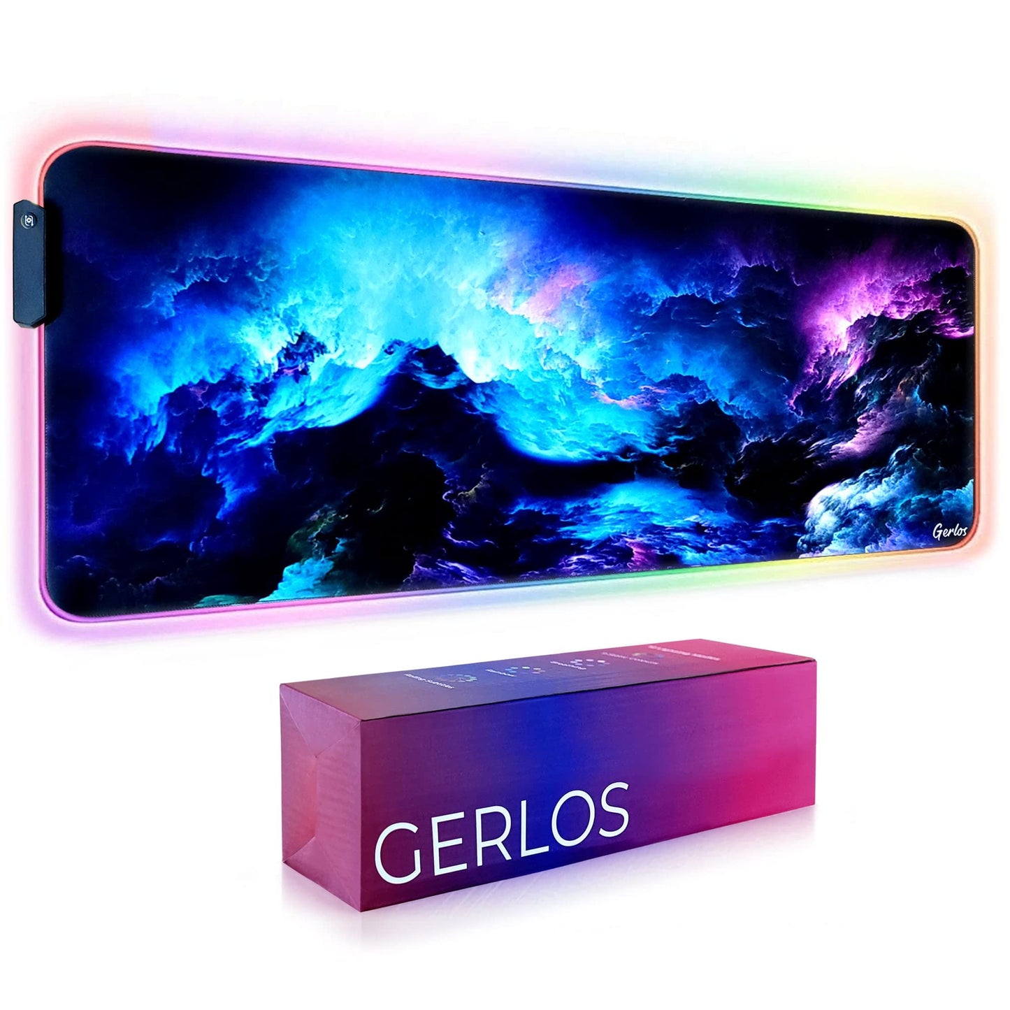 Gerlos RGB Large Gaming Mouse Pad, Extended Soft LED Mouse Pad, Non-Slip Rubber Base, Water Resist Keyboard Pad, Computer Mousepad 31.5×11.8 inches - amzGamess