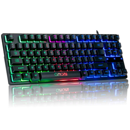 CHONCHOW 87-Key RGB Backlit Compact Gaming Keyboard - USB Wired Tenkeyless Keyboard for Laptop, PS4, Xbox, PC Gaming and Work - amzGamess