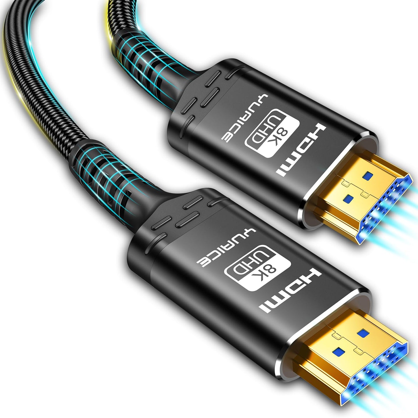 10K 8K HDMI Cable 2.1 - Available in 1.5FT, 3FT, 6FT, 10FT, 15FT Lengths, Heavy Duty High-Speed Braided HDMI Cable with 48Gbps, Professional HDMI Cord, HDR Support (8K-1.5FT)