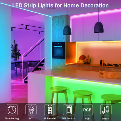 KEELIXIN 65.6ft LED Lights for Bedroom, Music Sync RGB LED Strip Lights with APP & Remote Control, Luces LED para Cuarto, Bluetooth LED Lights for Room, Home Decoration