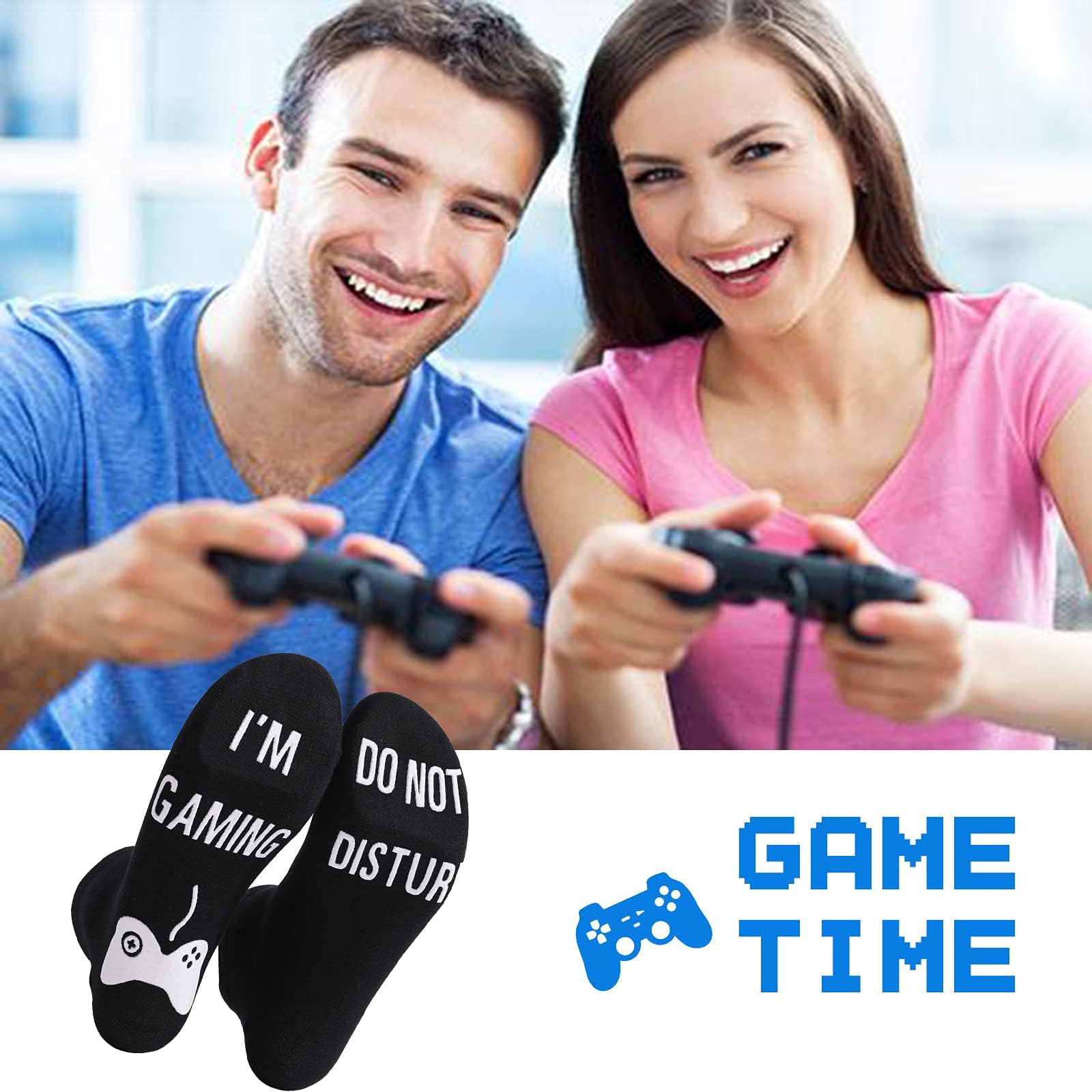 Wrahonbi Gaming Sock, Do Not Disturb I'm Gaming,Gaming Socks for Teen Boys Gamer with Glowing, Novelty Socks for Men Dad Father Women Long - amzGamess
