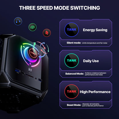 ACEMAGIC Tank03 Gaming PC Desktop, i7 12700H up to 4.7GHz, Geforce RTX 3060 12GB Mini PC Gaming 16GB DDR5 1TB NVMe SSD, 24MB Cache, WIFi6/BT5.2/USB4 Type-C/RGB Lighting/Multi-Mode/Triple Fans