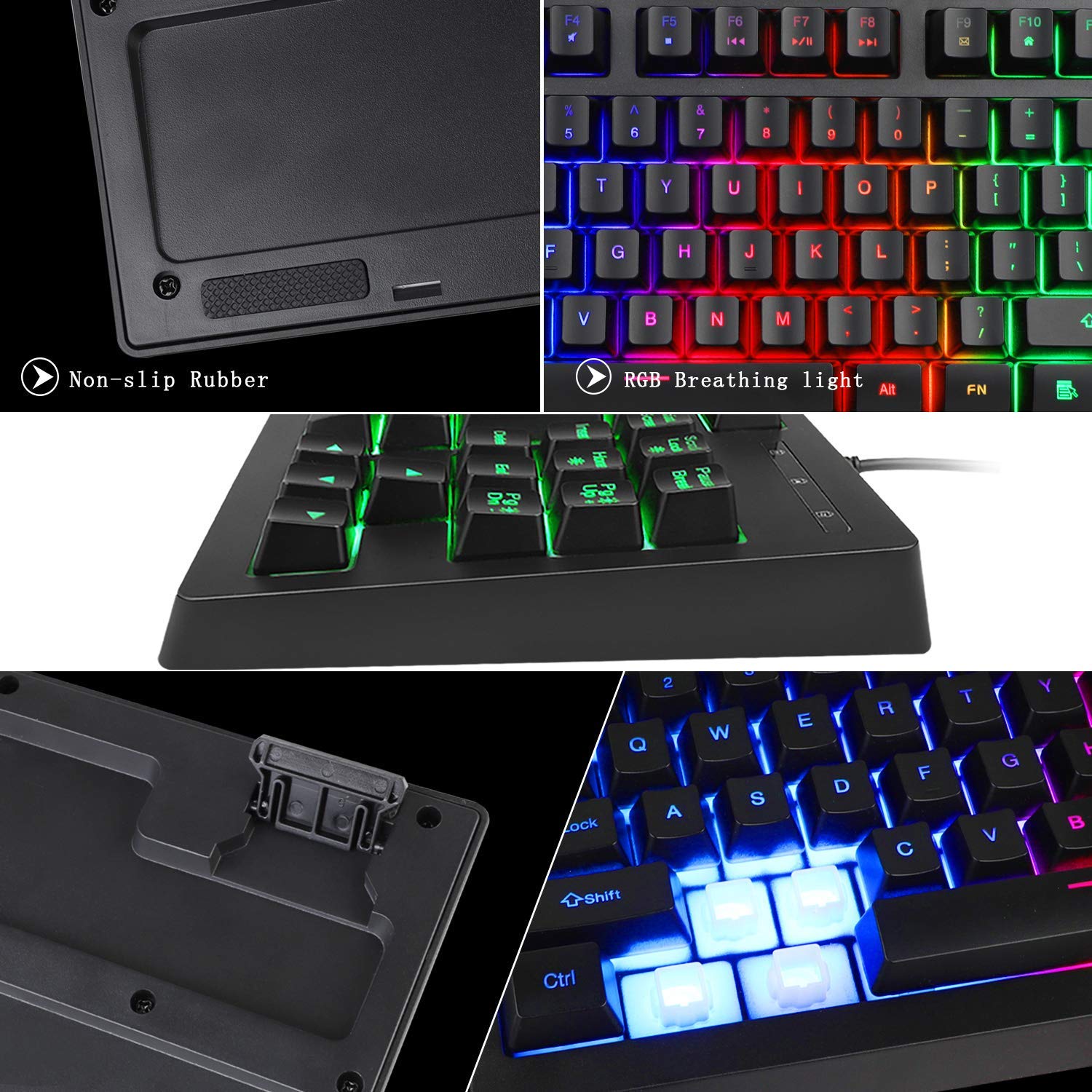 RGB 87 Keys Gaming Keyboard and Backlit Mouse Combo,BlueFinger USB Wired Rainbow Keyboard,Gaming Keyboard Set for Laptop PC Computer Game and Work - amzGamess