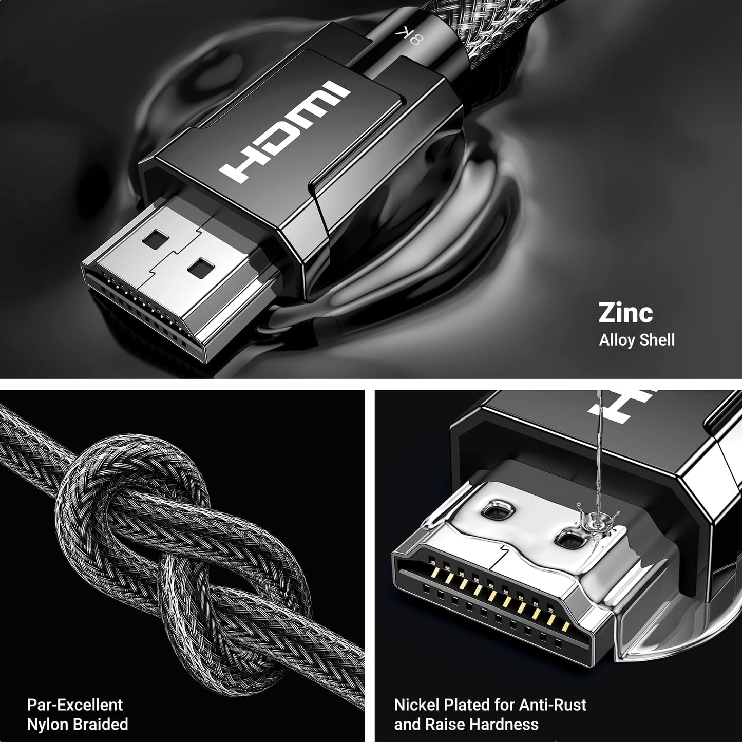 UGREEN 8K HDMI 2.1 Cable Certified 6.6FT, 10K Ultra High Speed HDMI Cord 4K 240Hz 48Gbps HDCP 2.2&2.3 eARC HDR Dolby Compatible for PS5 Xbox Series X Nintendo Switch Roku TV Laptop Monitor