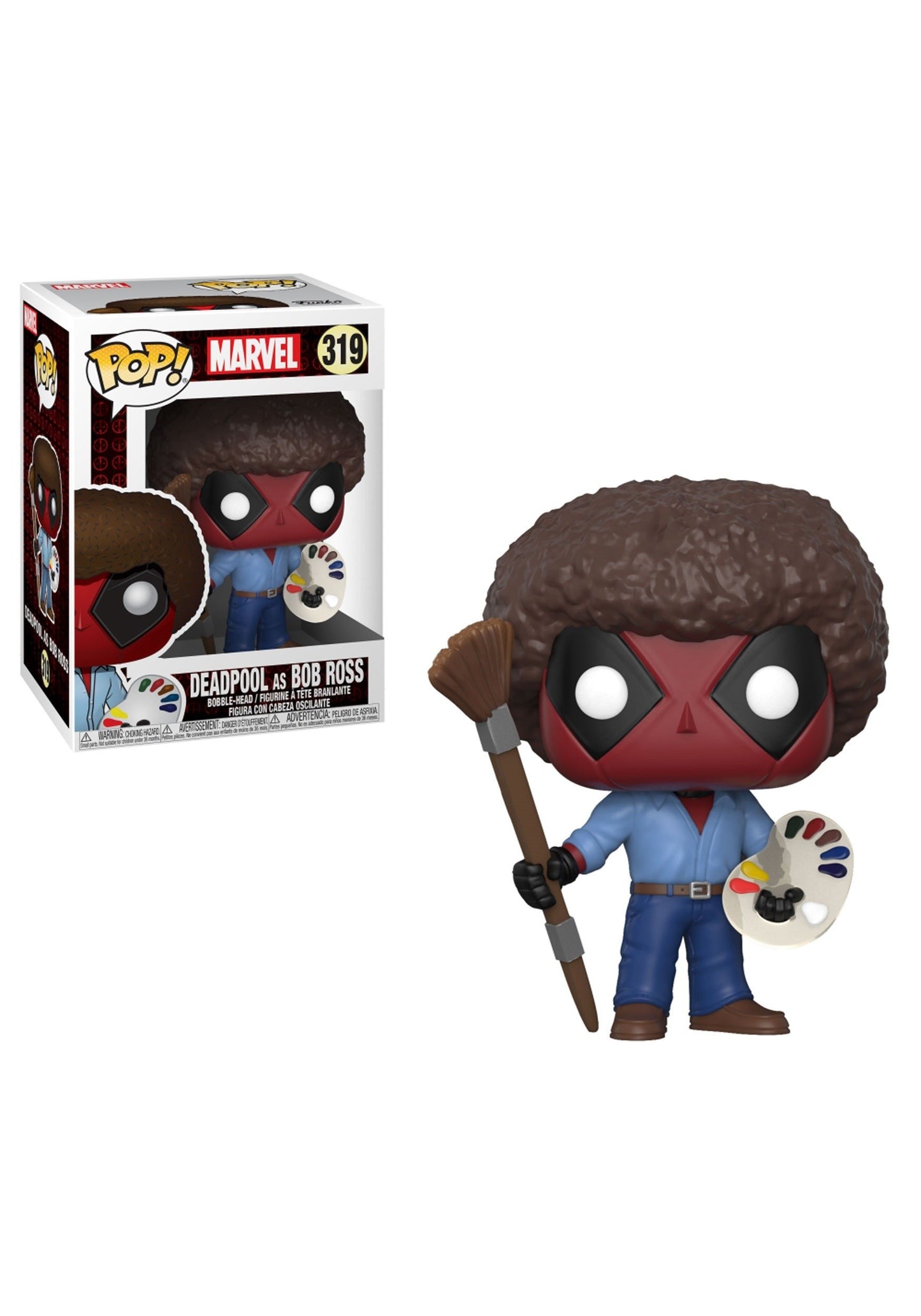 Funko Deadpool Bob Ross Playtime 70s with Afro POP! Bobble Figure - Deadpool + Bob Ross - Collectible Vinyl Figure - Gift Idea - Official Merchandise - for Kids & Adults - Movies Fans - amzGamess