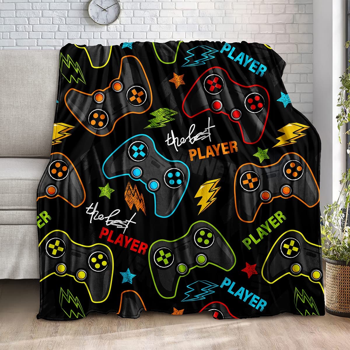 lirs Bedding Gaming Throw Blanket 60" x 50’’ Super Soft, Fleece, Gamer Gift for Couch Sofa for for Kids Boys Teens Video Game (MT-A11, 60’’x50) - amzGamess