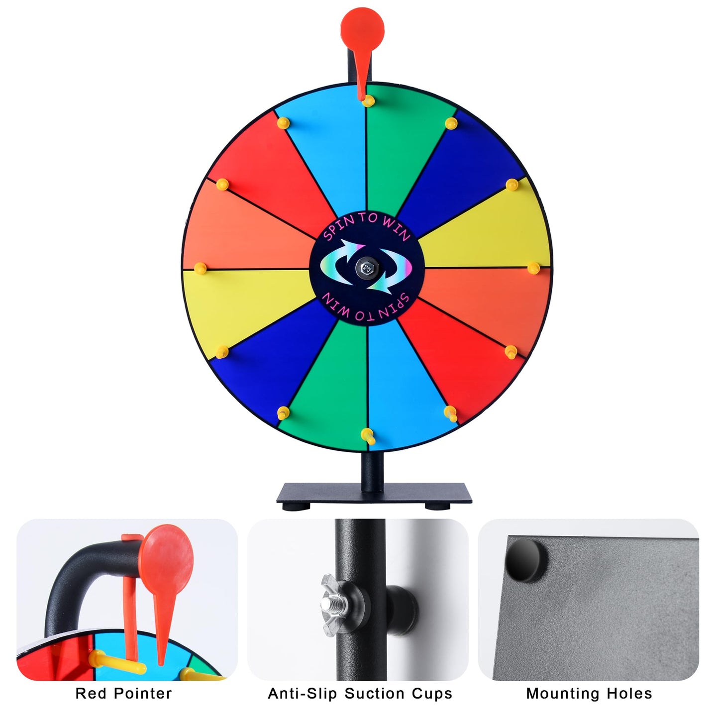 LRMBKM 12 Slots Prize Wheel,12 Inch Prize Wheel Spinner with Stand and Heavy Duty Base,Spinning Wheel for Prizes,Spin The Wheel for Fortune Spinning Game Carnival & Engaging Home Parties,Tradeshow.