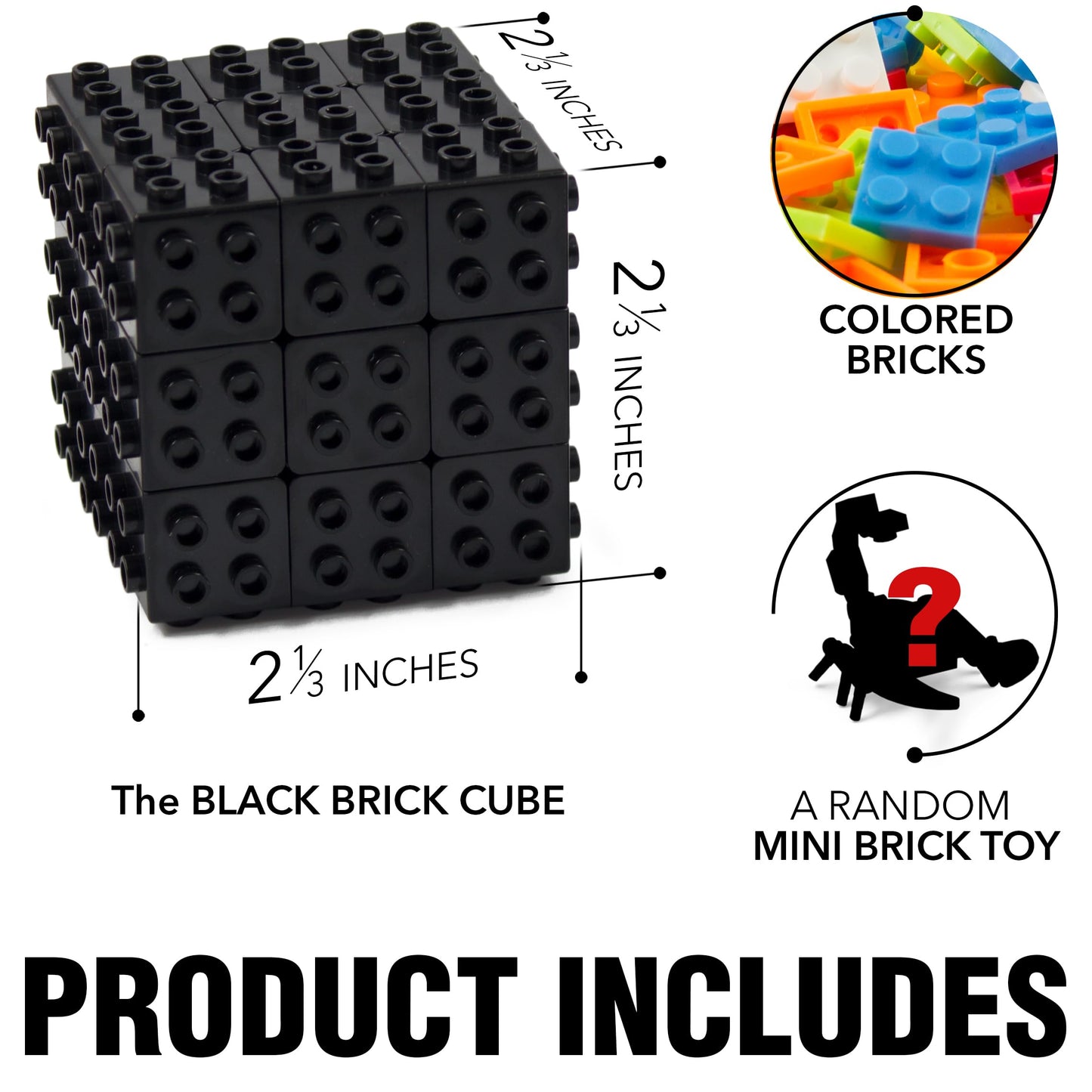 TOYAMBA Brick Cube with Building Blocks, Mini Toy Included, Compatible with Lego Cube, Inspired by Rubix Cube for Kids - Educational Toy (Black) - amzGamess
