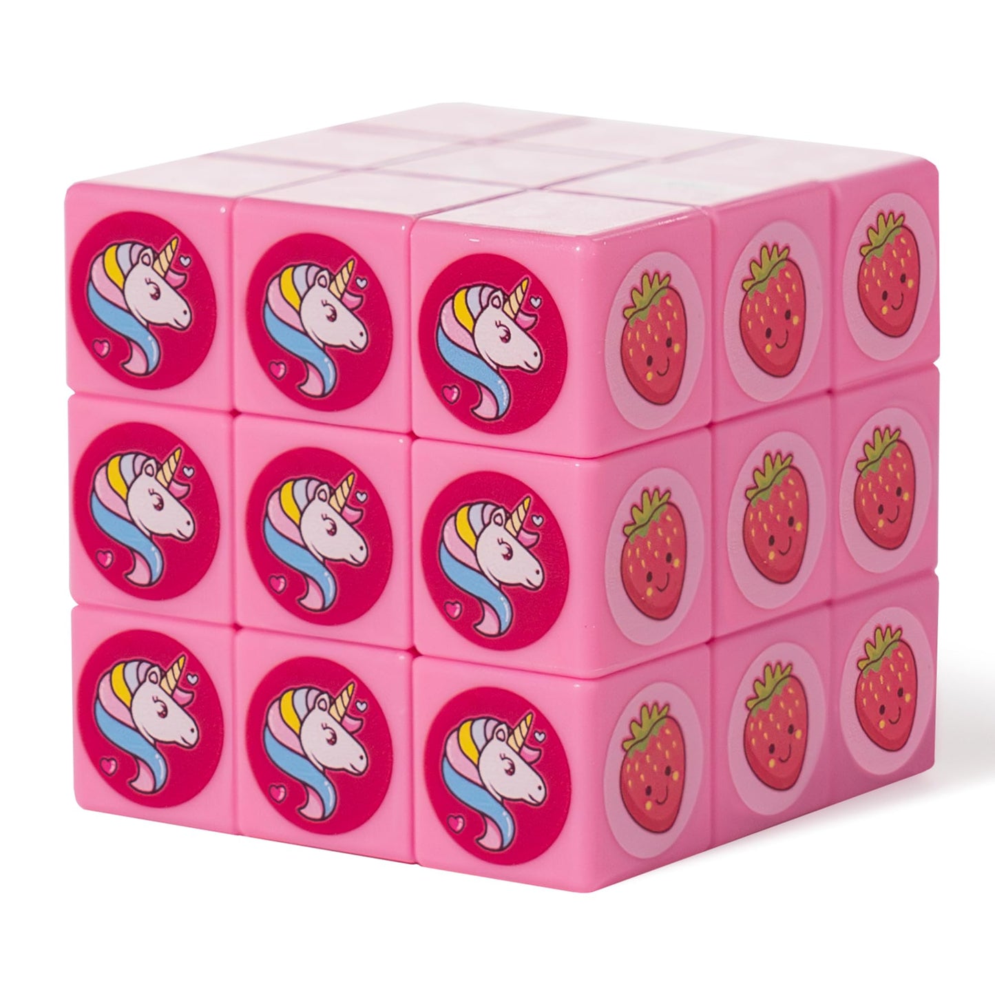 Magic Cube 3x3 for Girls Pink Color and Smooth Stickerless Game Brain for Kids - Educational Smart Fun Puzzle Toy Ideal Gift Birthday The Original Little Unicorn Item Room Decor - amzGamess