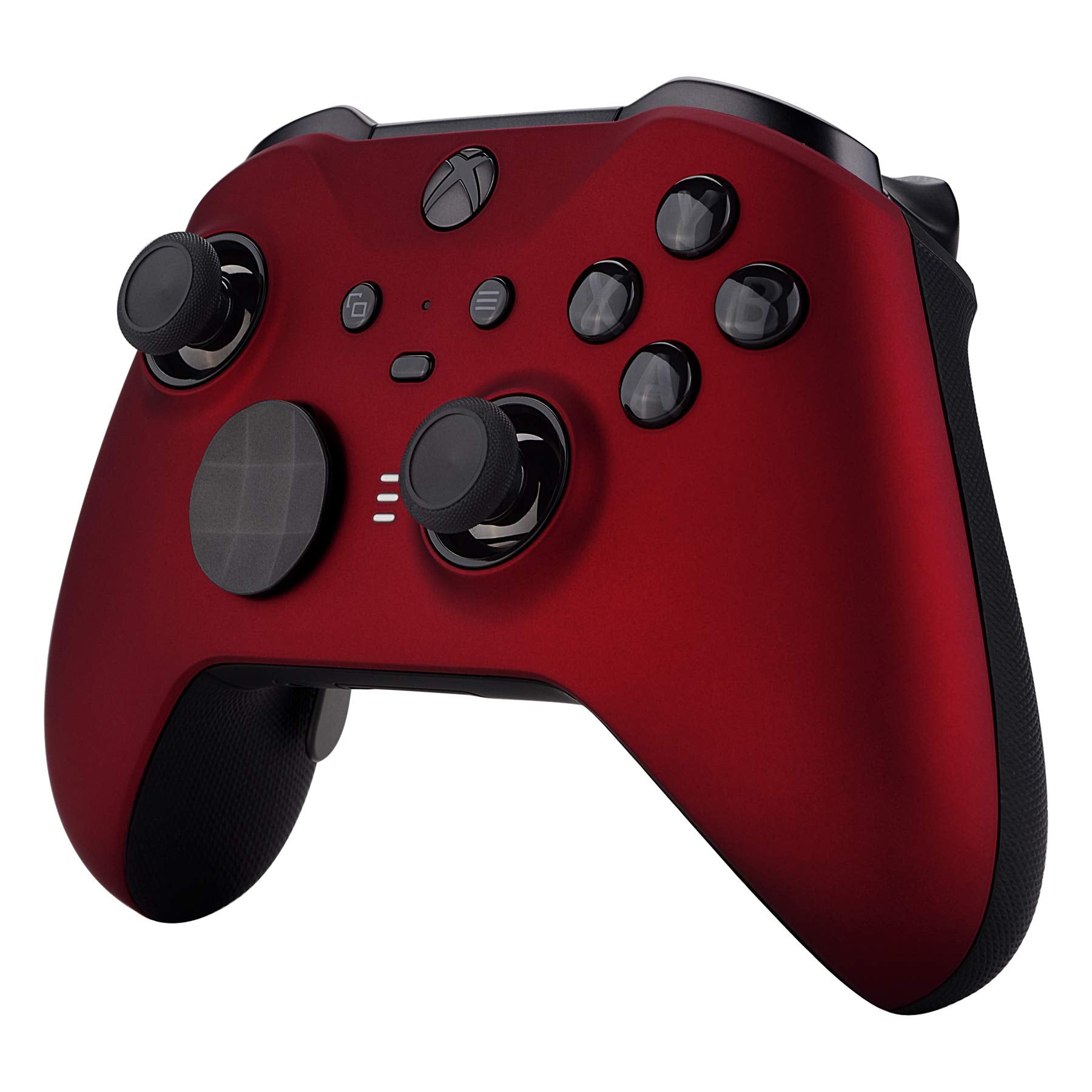 eXtremeRate Scarlet Red Soft Touch Faceplate Cover, Front Housing Shell Case Replacement Kit for Xbox One Elite Series 2, Xbox Elite 2 Core Controller Model 1797 - Thumbstick Accent Rings Included - amzGamess