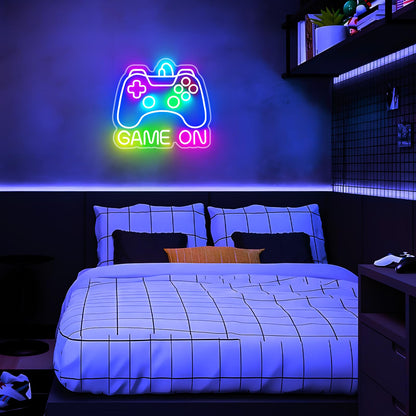 Basaneon Gamer Neon Sign Gamepad Shaped Led Neon Gaming Signs for Boys Room, Dimmable Led Game Controller Neon Sign USB Powered Colorful Led Gamer Sign Large Gamer Lights for Bedroom, Gamer Gift