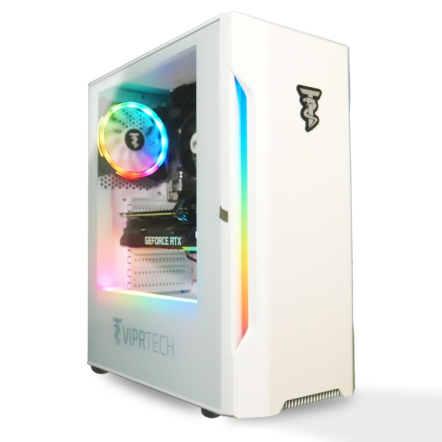 ViprTech Rebel 4.0 Gaming PC - AMD Ryzen 7 (16-LCore 4.1Ghz), RTX 4060 8GB, 32GB DDR4 3200 RAM, 1TB NVMe SSD, 600W Gold PSU, VR-Ready, Streaming, WiFi, RGB, Win 11 Pro, White Desktop Computer