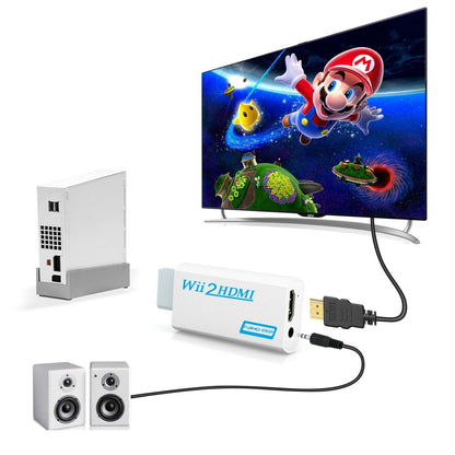 GANA Wii to HDMI Converter Adapter with Hdmi Cable Connect Wii Console to HDMI Display in 1080p Output Video with 3.5mm Audio Supports All Wii Display Modes White - amzGamess