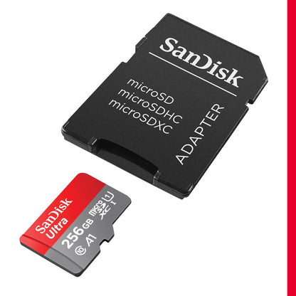 SanDisk 256GB Ultra microSDXC UHS-I Memory Card with Adapter - Up to 150MB/s, C10, U1, Full HD, A1, MicroSD Card - SDSQUAC-256G-GN6MA [New Version]