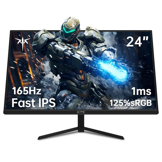 KTC 24 inch Monitor, Fast IPS 1080p 144Hz 165Hz 1ms, 125.25% sRGB, HDR, Borderless Gaming Monitor PC Monitor, FreeSync Premium & G-Sync, HDMI 2.0x2, DP1.4x2, Vesa Support, Eye Care for Gamers
