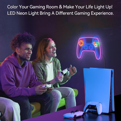 Gaming Neon Signs for Wall Decor with 9 RGB light, Gamer Neon Sign for Boys Room Decor, Gamepad Shaped LED Neon Sign for Bedroom, Neon Lights for Wall Decor for Teens, Boys, Kids - amzGamess