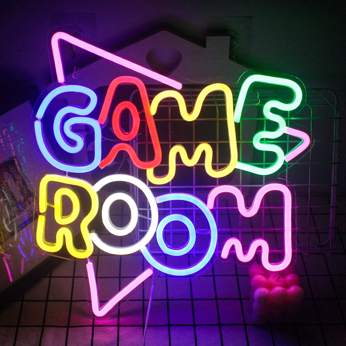 Gamerneon Game Room Large Neon Signs 13.2"x14" Colorful LED ,USB Neon Lights for Game Zone Party Decor Bedroom Gaming Wall Lightup Signs - amzGamess