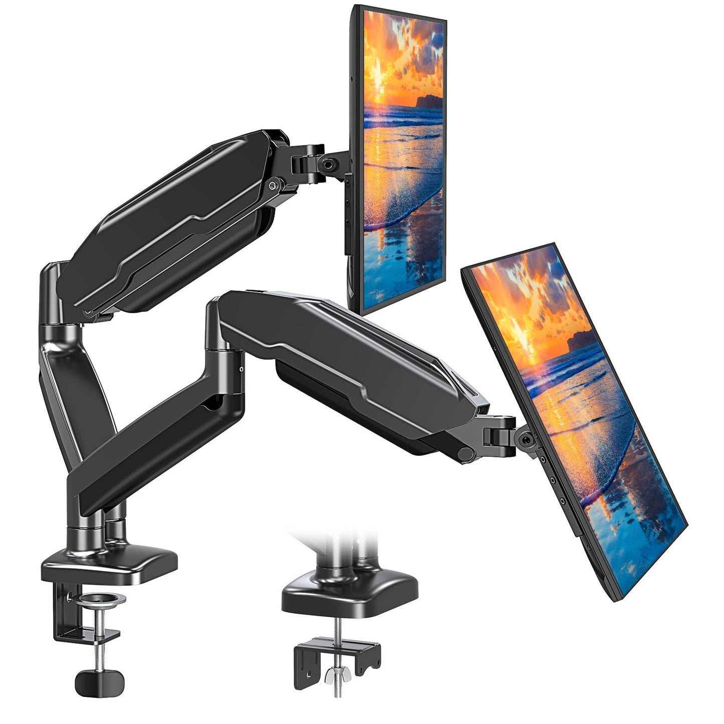 MOUNT PRO Dual Monitor Mount Fits 13 to 32 Inch Computer Screen, Height Adjustable Monitor Stand for 2 Monitors, Gas Spring Monitor Arm Holds up to 17. 6lbs Each, Monitor Desk VESA Mount, Black