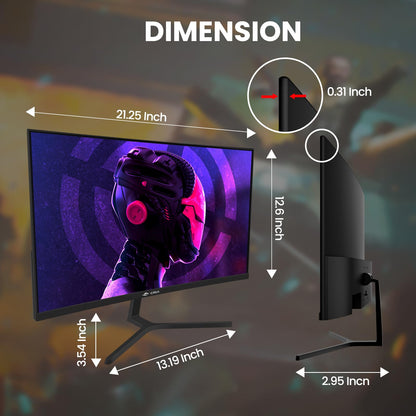 CRUA 24 Inch 144hz/180hz Curved Gaming Monitor, FHD 1080P Frameless Computer Monitors, Support AMD freesync Low Motion Blur, Eye Care, DisplayPort, HDMI, Compatible Wall Mountable Installs-Black