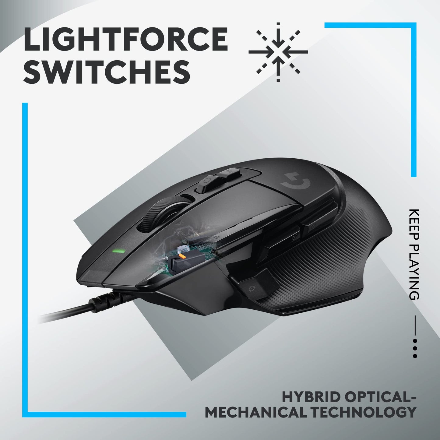 Logitech G502 X Wired Gaming Mouse - LIGHTFORCE hybrid optical-mechanical primary switches, HERO 25K gaming sensor, compatible with PC - macOS/Windows - Black