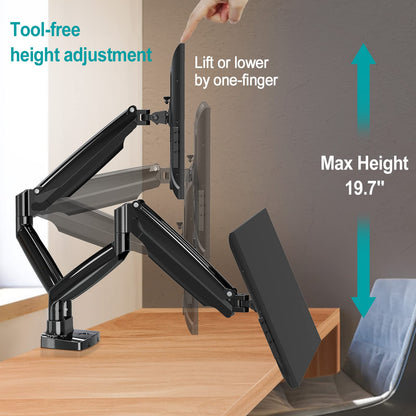 MOUNT PRO Dual Monitor Desk Mount fits 22” to 35” Ultrawide Computer Screen, Holds up to 26.4lbs Each, Fully Adjustable Long Monitor Arm for Two Monitors, Gas Spring Monitor Stand, 100x100 VESA Mount
