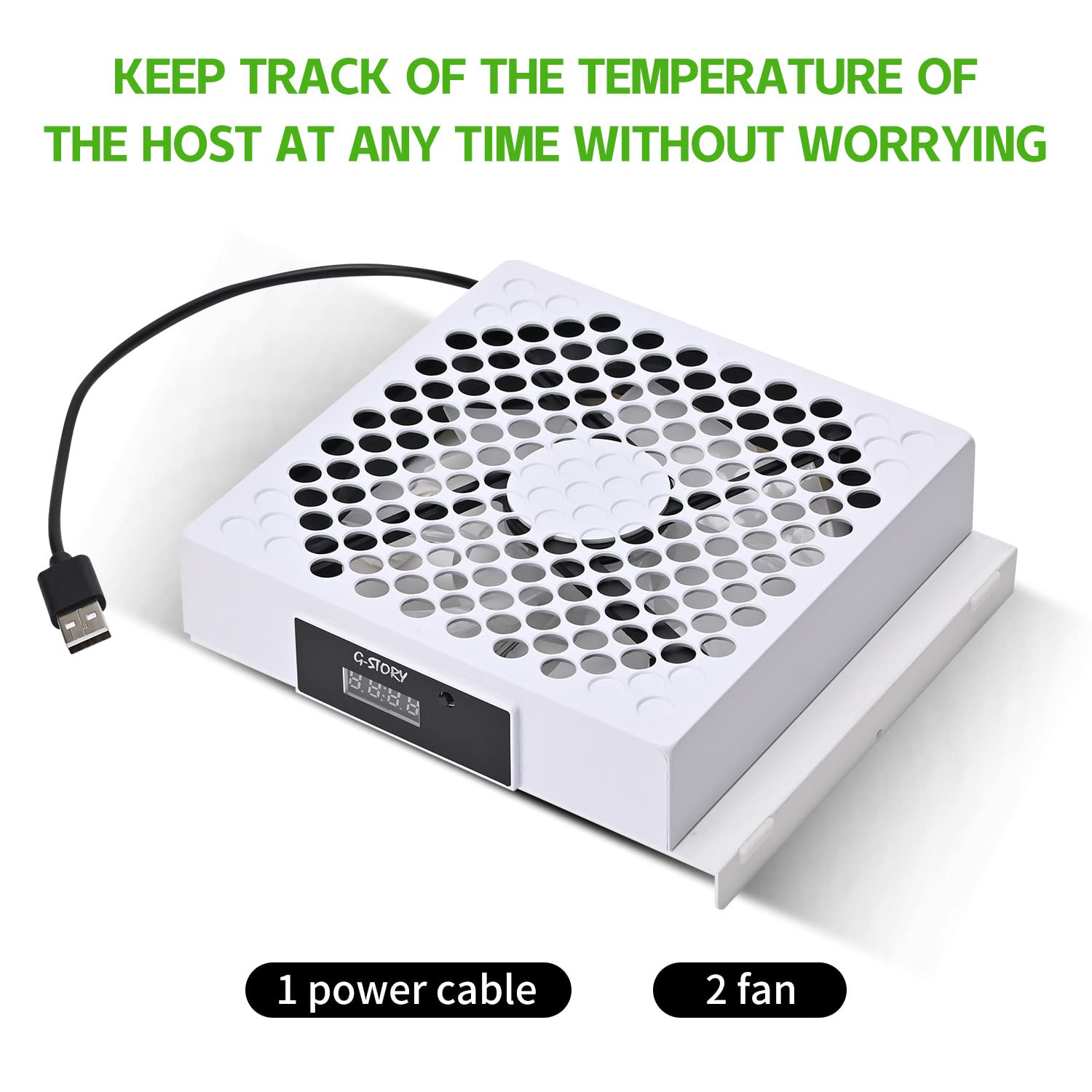 G-STORY Cooling Fan for Xbox Series S with Automatic Fan Speed Adjustable by Temperature, LED Display, High Performance Cooling, Low Noise, 3 Speed 1500/1750/2000RPM (140MM) with RGB LED (WHITE)) - amzGamess