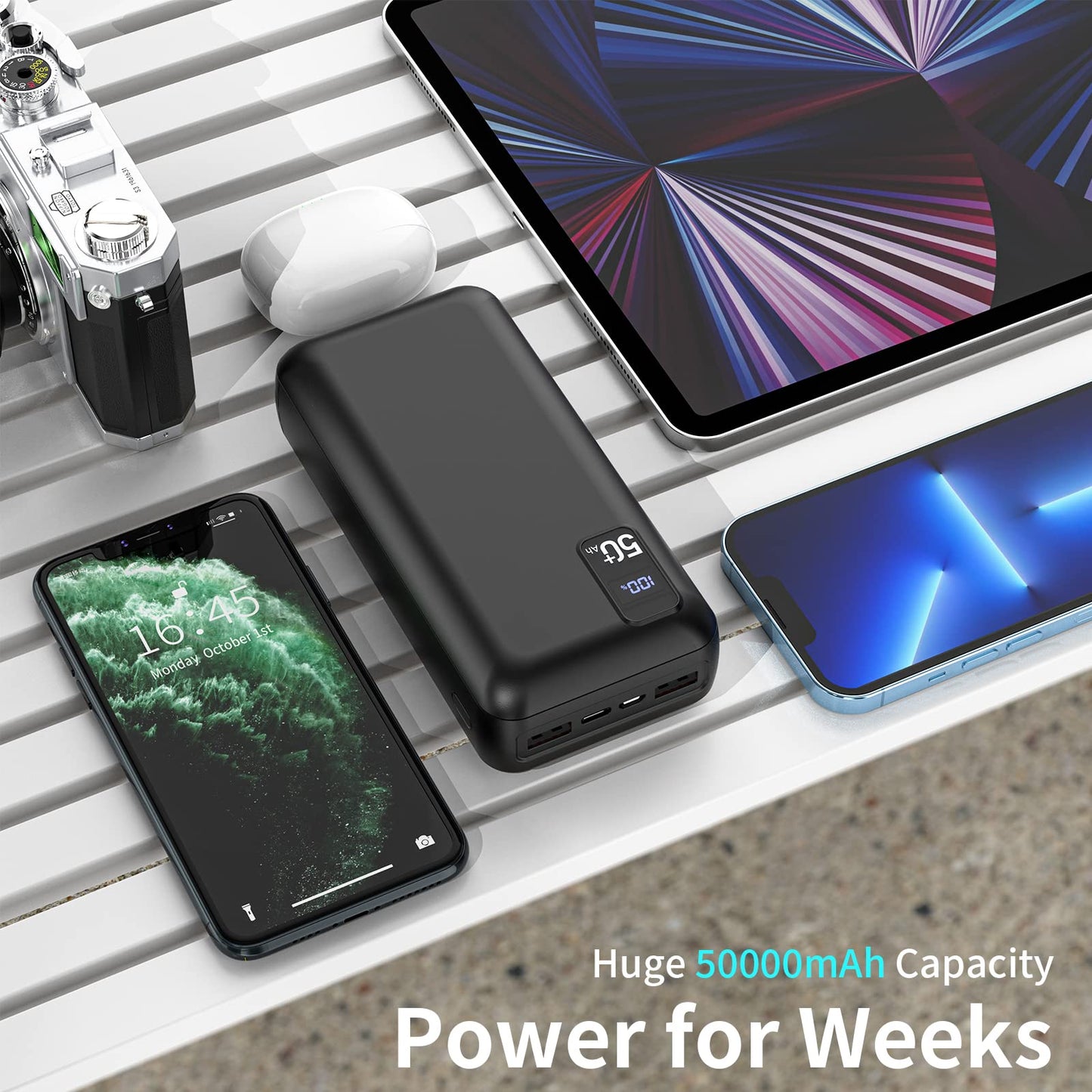POIYTL Power Bank 50000mAh 22.5W Fast Charging Portable Charger USB-C Quick Charge with 3 Outputs & 2 Inputs LED Display Huge Capacity External Battery Pack for Most Electronic Devices on The Market