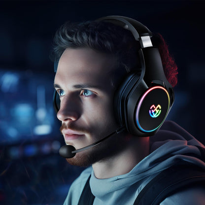 Wireless Gaming Headset 7.1, Bluetooth 5.3 & 2.4GHz Type-C & USB Gaming Headphones with 40H+, Gaming Headsets for PS5, PS4, PC, Switch, Phone - amzGamess