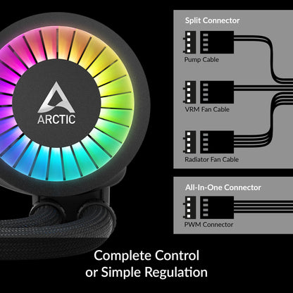 ARCTIC Liquid Freezer III 420 A-RGB - Water Cooling PC, CPU AIO Water Cooler, Intel & AMD Compatible, efficient PWM-Controlled Pump, Fan: 200-1700 RPM, LGA1851 and LGA1700 Contact Frame - Black