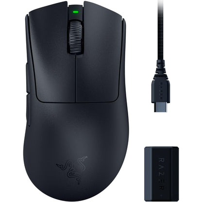 Razer DeathAdder V3 Pro Wireless Gaming Mouse + HyperPolling Wireless Dongle: 63g Lightweight - 8K Polling - Optical Switches Gen3-30K Optical Sensor - 6 Programmable Buttons - 90 Hr Battery - Black