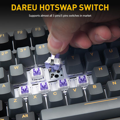 DAREU EK75PRO Wireless 75% RGB Hot-Swappable Mechanical Gaming Keyboard with Knob,2.4Ghz/BT5.1/USB-C Connectivity, 81 Keys Gasket Mount, PBT Keycaps&Linear Dream Switch for Win/MAC