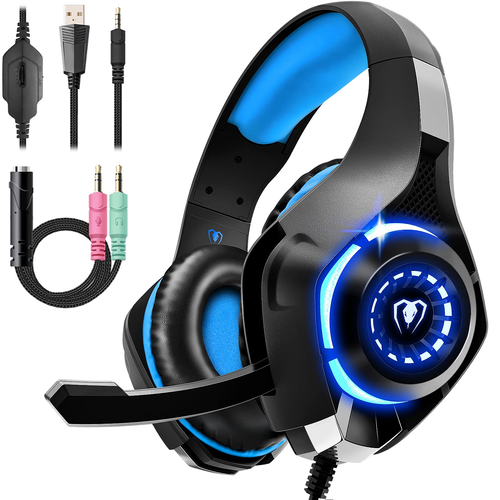 Tatybo Gaming Headset for PS4 PS5 Xbox One Switch PC with Noise Canceling Mic, Deep Bass Stereo Sound - amzGamess