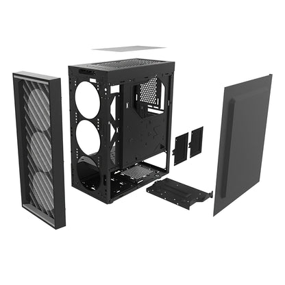 Zalman T7 Compact Mid-Tower PC Computer Case - 2 x 120mm Fans Preinstalled - Patterned Mesh Front Panel - Tinted Acrylic Side Panel - USB 3.0, Black