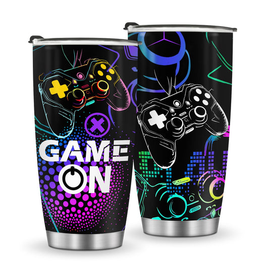 Jekeno Gamer Mug Tumbler Boys Gifts - Gaming Gamepad Presents for Kids Teens Men Son Dad Boyfriend Husband Father Easter Birthday Christmas Video Game Controller Cup 20oz Stainless Steel - amzGamess