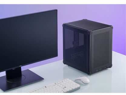 JONSBO C6 Black Mini MATX Mesh Case,Simple Compact Desktop Micro ATX Chassis,Upper Cover/Side Panel Tool-Free Open pc case, ATX Power Bite (L185mm Max.),Support 75mm CPU Cooler,GPU200-255mm