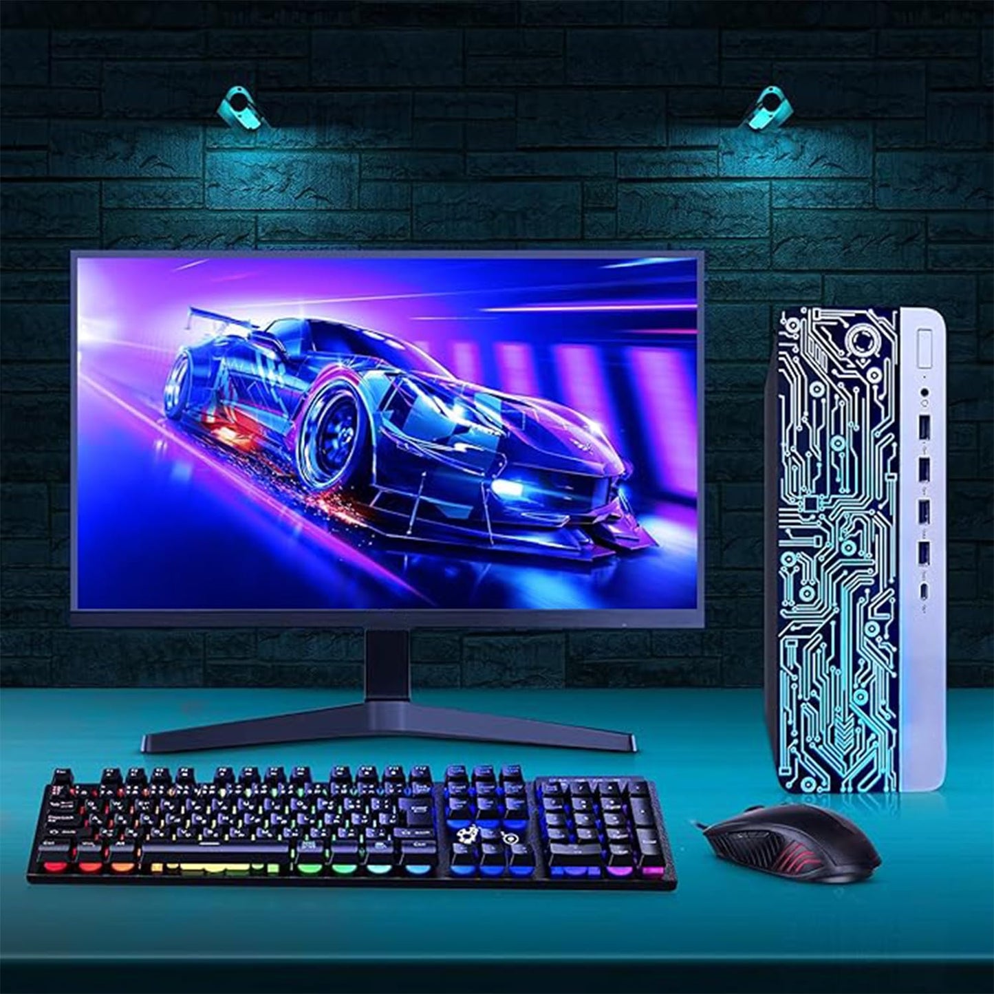 HP ProDesk Desktop RGB Computer PC Intel i5-6th Gen. Quad-Core Processor 8GB DDR4 Ram 256GB SSD, 22 Inch Monitor, Gaming Keyboard and Mouse, Speakers, Built-in WiFi, Win 10 Pro (Renewed)