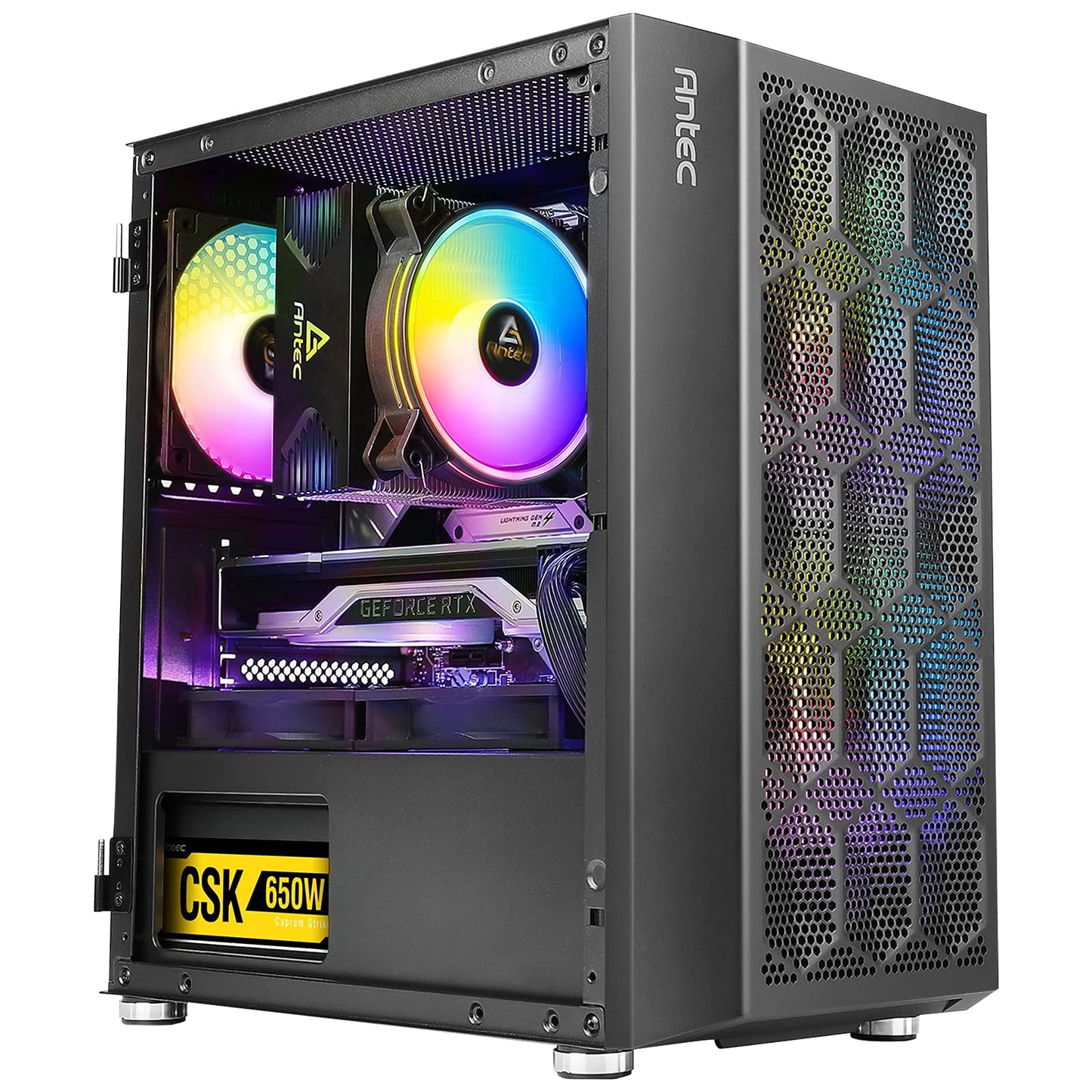 Antec NX200 M, Micro-ATX Tower, Mini-Tower Computer Case with 120mm Rear Fan Pre-Installed, Mesh Design in Front Panel Ventilated Airflow, NX Series, Black, (CJ11132623)