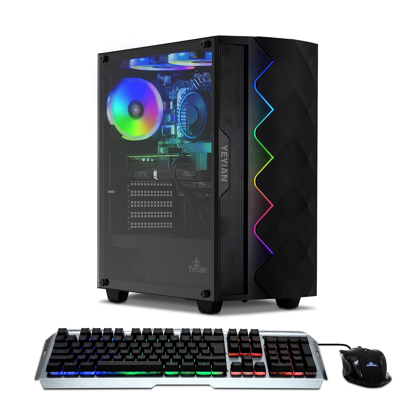 YEYIAN Gaming PC SHOGE - Ryzen 5 5600X GeForce RTX 4060 Ti Gaming Computer Desktop, 1TB NVMe SSD, 16GB DDR4 3200MHz RAM, 650W Gold PSU, Prebuilt Win 11 Home PC, WiFi 6, 4 ARGB Fans