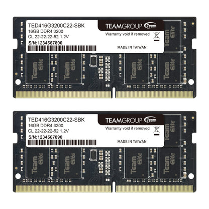 TEAMGROUP ELITE DDR4 32GB Kit (2 x 16GB) 3200MHz (2933MHz or 2666MHz) PC4-25600 CL22 Unbuffered Non-ECC 1.2V SODIMM 260-Pin Laptop Notebook PC Computer Memory Module Ram Upgrade - TED432G3200C22DC-S01