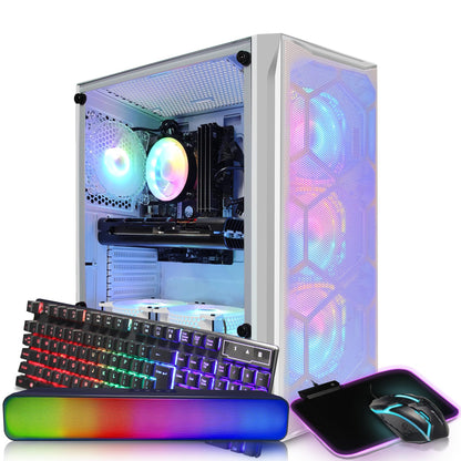 STGAubron Gaming Desktop PC, Intel Core i7 3.4G up to 3.9G, 32G RAM, 1T SSD, Radeon RX 5700 8G GDDR6, 600M WiFi, BT 5.0, RGB Fan x 6, RGB Keyboard & Mouse & Mouse Pad, RGB BT Sound Bar, W10H64