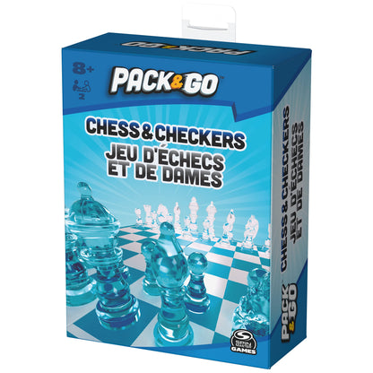 Pack & Go Chess & Checkers Board Game from Spin Master Games Portable 2-Player Games Chess Board Chess Set for Adults and Kids Ages 8 and up