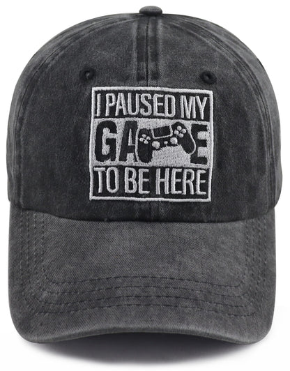 Gamer Gifts for Men Women, I Paused My Game to Be Here Baseball Cap, Adjustable Cotton Embroidered Gaming Hats, Funny Gaming Stuff Gift for Teen Boys Girls Son Brother Boyfriend Husband Friend - amzGamess