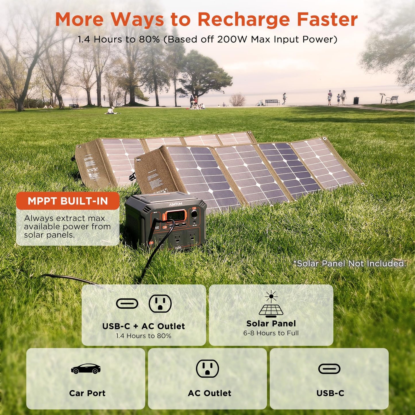 Portable Power Station Rebel400, 3x 440W (800W Surge) AC Outlets, 4-Mode LED, USB, DC, Type-C, 296Wh Lithium Battery Solar Generator (Solar Panel Optional) for Camping, Power Outage, Home Backup