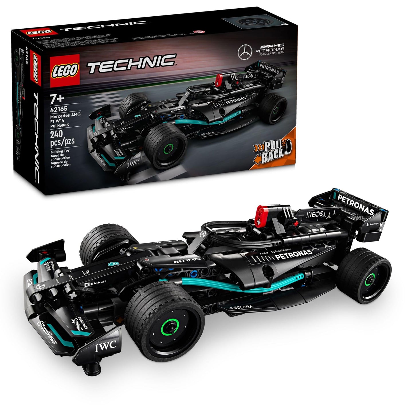 LEGO Technic Mercedes-AMG F1 W14 E Performance Pull-Back Car Toy, Vehicle Building Set for Boys and Girls, Mercedes Race Car Toy Model, Gift for Kids Ages 7 and Up, 42165