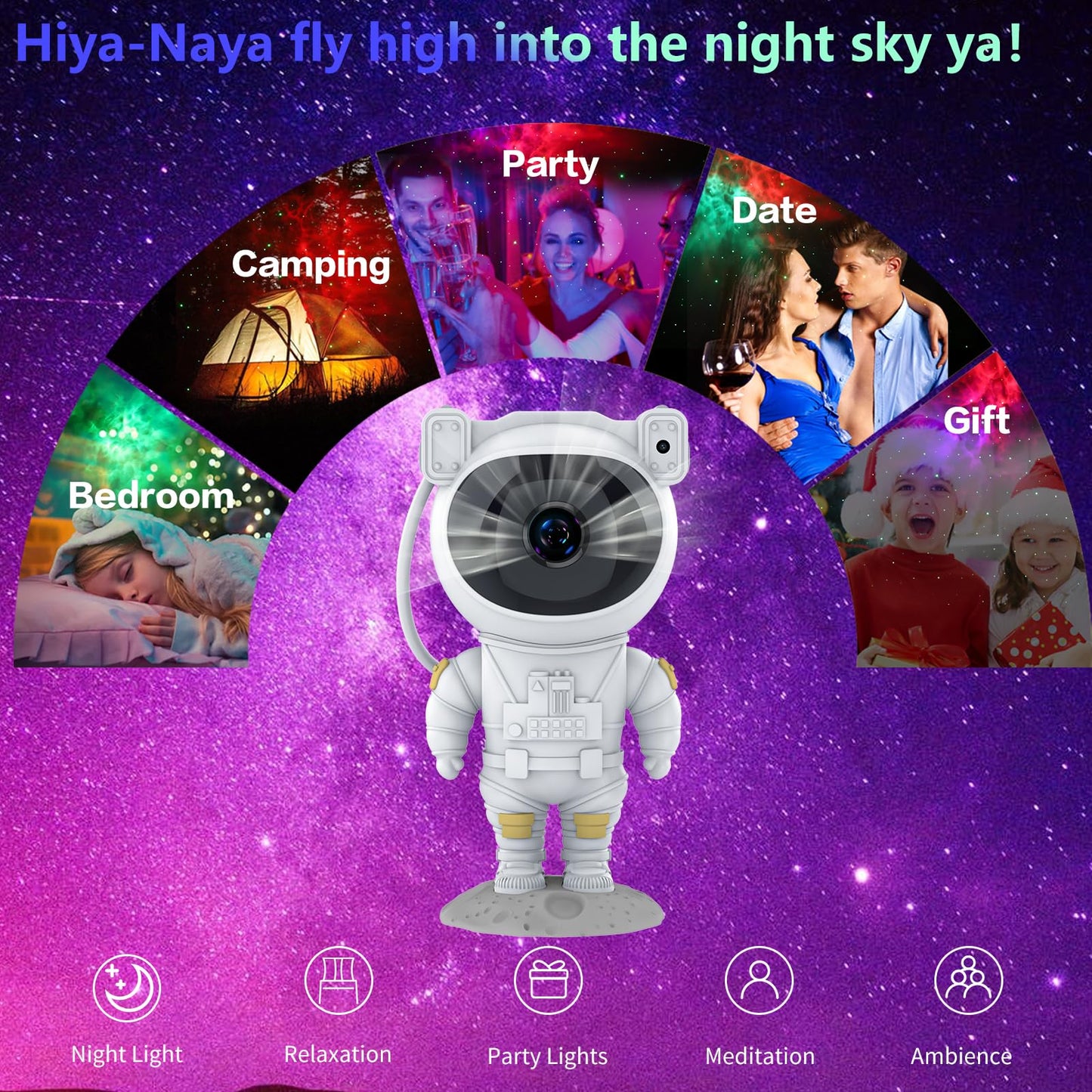 Astronaut Star Projector Galaxy Light with Timer and Remote Control, 360° Adjustable Starry Night Light Projector for Baby/Kids/Adults/Bedroom/Party/Home Decor/Game Room (White) - amzGamess