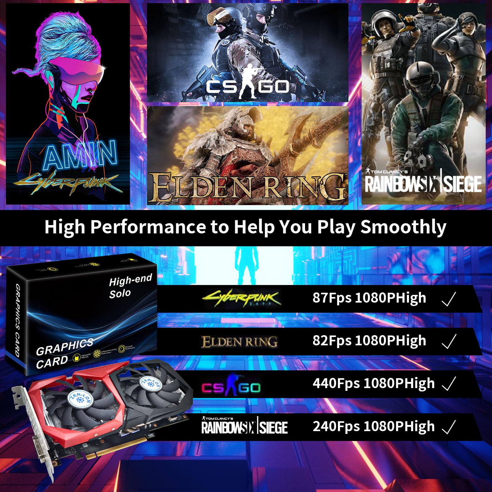 ZER-LON GeForce GTX 1660 Super 6GB Graphics Cards, GDRR6 192Bit PCIE 3.0X16 Computer Gaming Gpu, Dual Freeze Fans Video Card with HDMI/DP/DVI Ports Support 4K and 8K HD - amzGamess