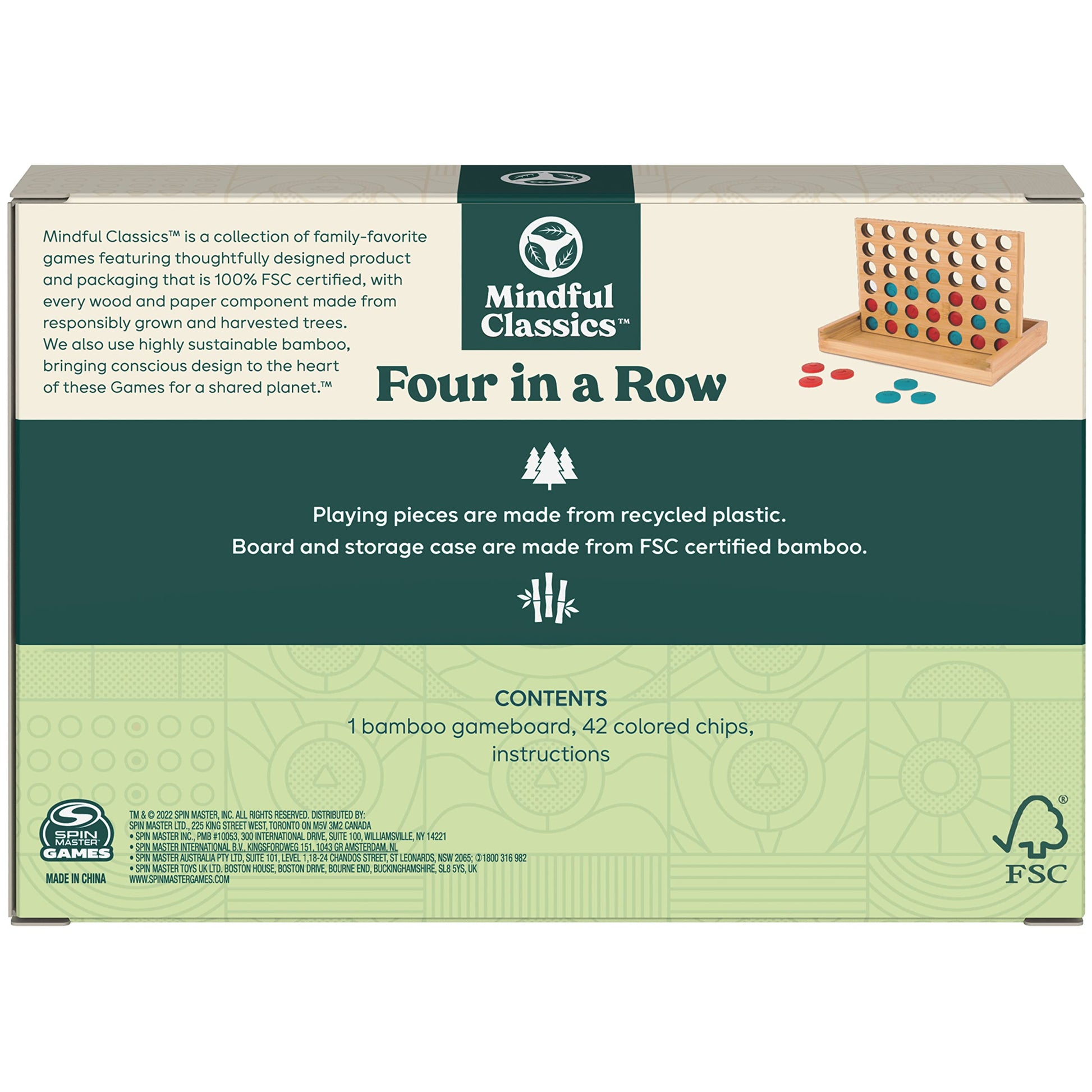 Mindful Classics, Four in a Row Family Board Game with Bamboo and Recycled Plastic Earth Day Eco-Friendly Products, for Adults and Kids Ages 8 and up - amzGamess